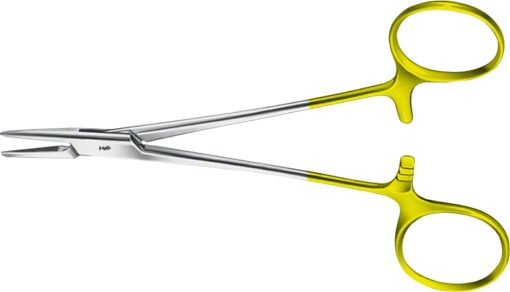 MASING DUROGRIP Hartmetall Nadelhalter, gerade, 130 mm (5 1/8"), mit Teilung 0,4 mm, ein Ring abgewinkelt, Nahtmaterial 4/0 - 6/0