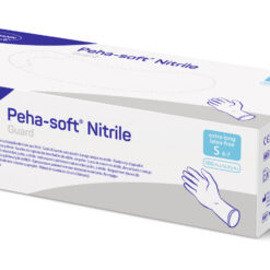 Handschuhe Peha-soft nitrile guard, der latexfreie Untersuchungs- und Schutzhandschuh aus synthetischem Nitrilkautschuk mit der langen Stulpe.