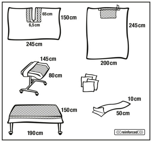Foliodrape Protect Plus Universal-Schlitztuch-Set II, aus leistungsstarkem Zweischichtmaterial mit verstärkten Zonen.
