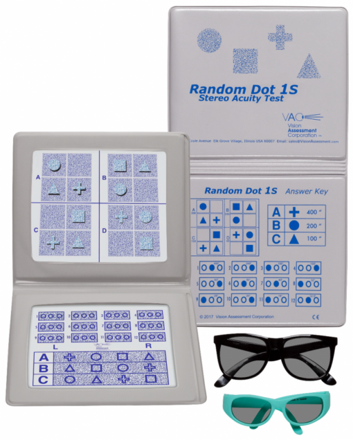 Stereotest Random Dot 1S mit geometrischen Formen, Buchformat