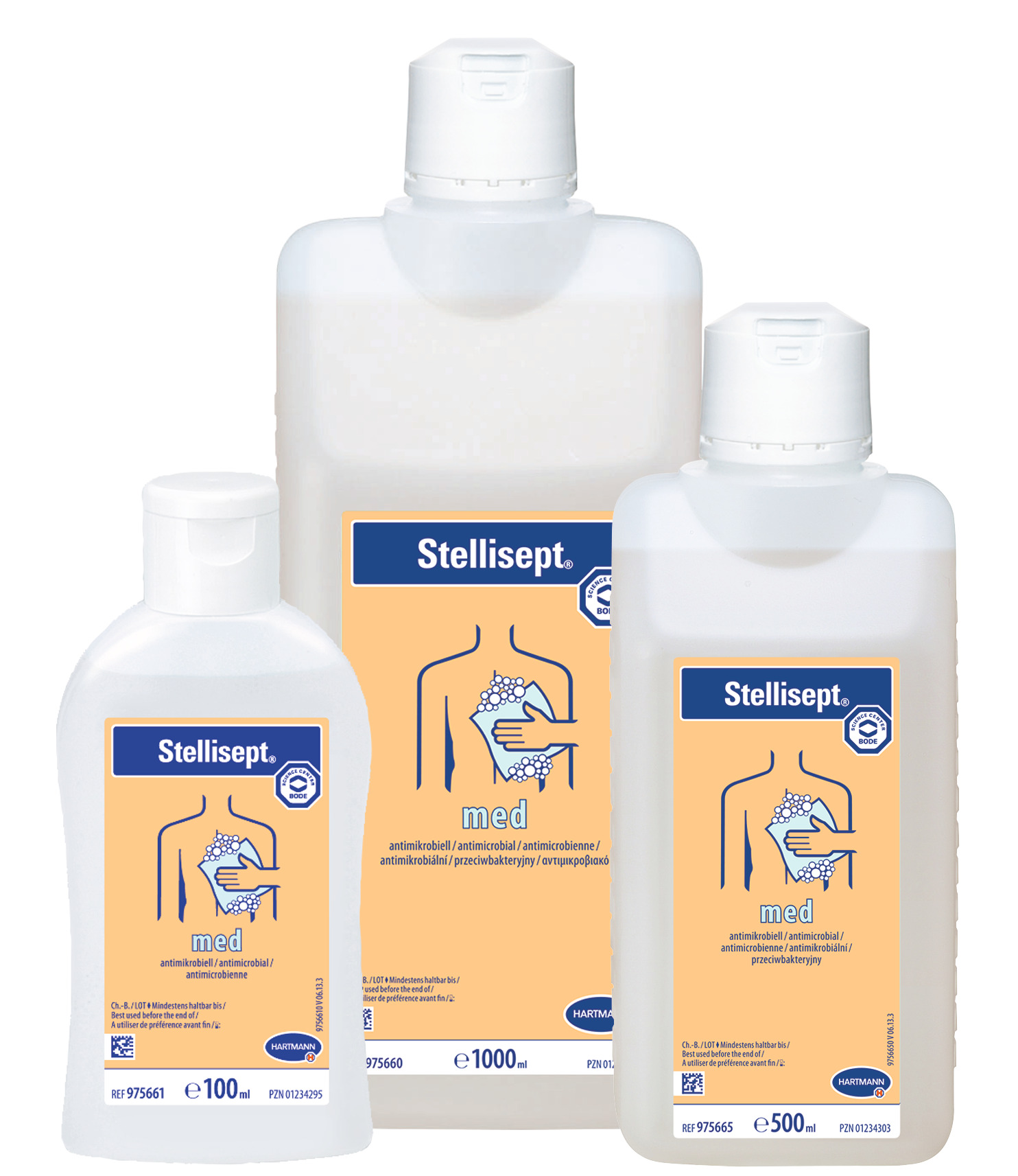 STELLISEPT med Lotion , milde antimikrobielle Waschlotion für Körper, Haare und Hände mit feuchtigkeitsspendenden Pflegekomplex.