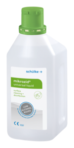 mikrozid® universal liquid, gering alkoholische Schnelldesinfektion von nicht-invasiven Medizinprodukten und Flächen.