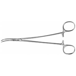 Präparier- und Fadenklemme, gebogen, 185 mm, S-förmig gebogen,