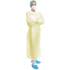 Besuchermantel Vlieskittel mit PE-Beschichtung, Größe L, XL, Farbe gelb