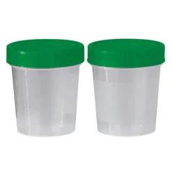 Urinbecher mit grünem Schraubdeckel, 125 ml