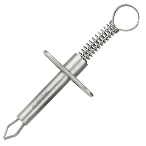 Zeckenzange mit Halter aus Metall mit Feder