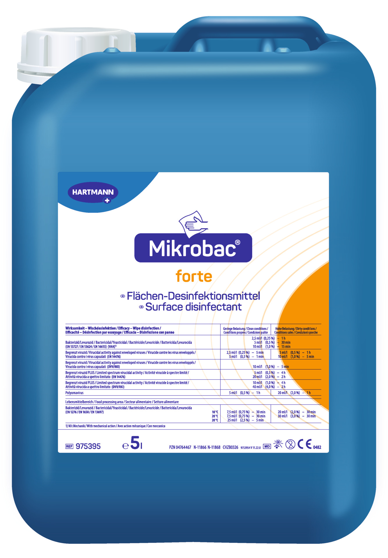 Mikrobac forte, Aldehydfreier Flächen-Desinfektionsreiniger mit materialschonendem Schutzfaktor.