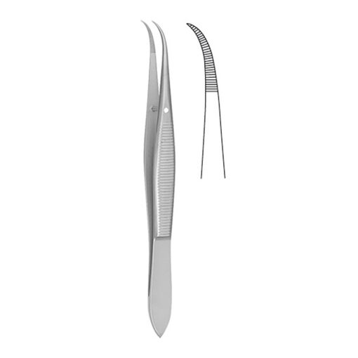 Splitterpinzette gerieft/ gebogen