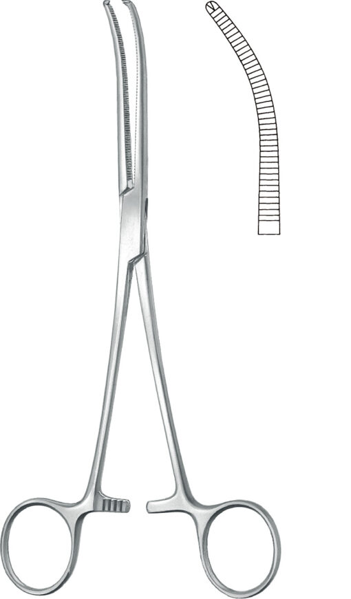 Arterienklemme KOCHER-OCHSNER gebogen, 1 x 2 Zähne