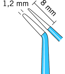 Bipolare Pinzette gewinkelt, stumpf, Spitzenbreite 1,0 mm