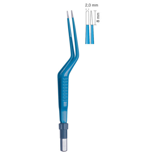 Bipolare Pinzette bajonettförmig, stumpf, Spitzenbreite 2,0 mm