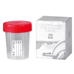 Urinbecher in Patientenpackung mit rotem Schraubdeckel, 180 ml