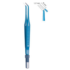 Bipolare Pinzette gewinkelt, stumpf, Spitzenbreite 1,0 mm