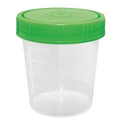Urinbecher 125ml mit grünem Schraubdeckel