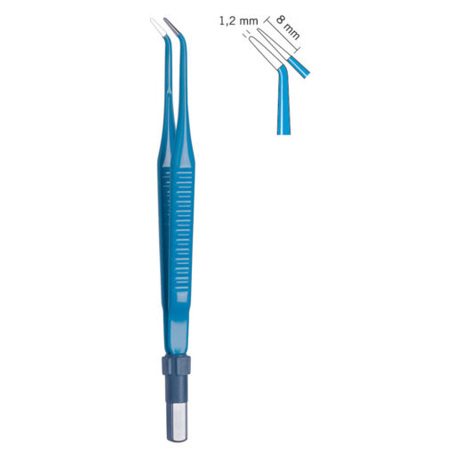 Bipolare Pinzette gewinkelt, stumpf, Spitzenbreite 1,0 mm