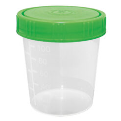 Urinbecher 125ml mit grünem Schraubdeckel