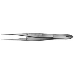 Chirurgische Pinzette, gerade, feingliedrig, 1 x 2 Zähne, 100 mm
