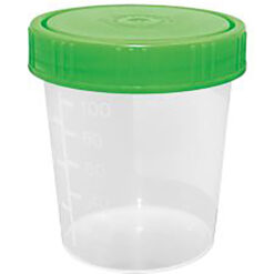 Urinbecher 125ml mit grünem Schraubdeckel