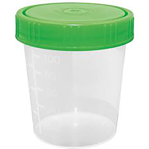 Urinbecher 125ml mit grünem Schraubdeckel