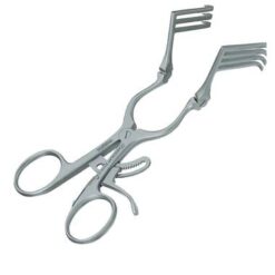 MIASPAS MINI-TTA Wundspreizer (selbsthaltend), mit Gelenk, 135 mm, 3 x 4 Zinken, Maultiefe: 32 mm, Maulbreite: 16 mm, scharf, mit Sperre