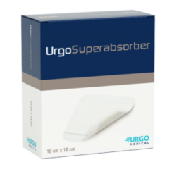 Urgo Superabsorber, sterile superabsorbierende Wundauflage zur Anwendung auf exsudierenden Wunden.