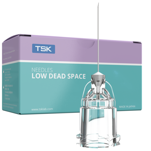 LOW DEAD SPACE NEEDLE, Minimaler Leerraum im Nadelansatz.