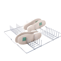 Miele Einsatz A 308  zur optimalen Aufnahme von 34 Einlegesohlen für OP-Schuhe.