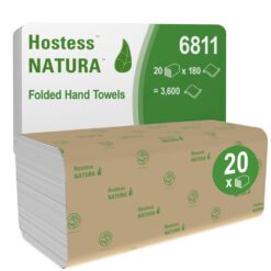 Hostess NATURA Falthandtücher 6811 – 20 Packungen mit je 180 weißen, 2-lagigen Tüchern