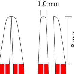 Bipolare Pinzette, gerade, stumpf, Spitzenbreite 1,0 mm, Länge 20 cm