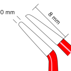 Bipolare Pinzette, gewinkelt, stumpf, Spitzenbreite 1,0 mm, Länge 12 cm