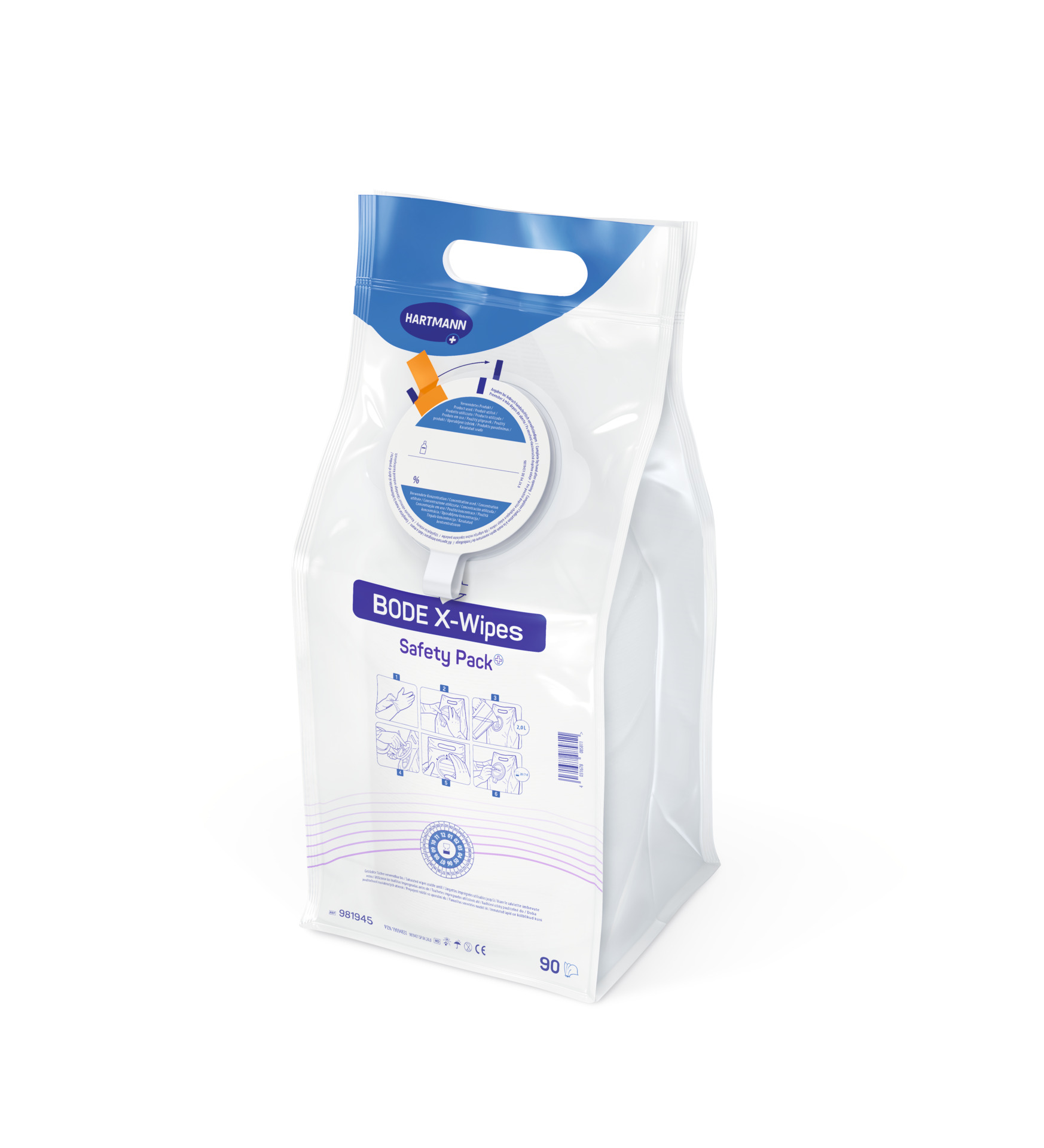 BODE X-Wipes Safety Pack, Einweg-Vliestuchspendersystem, das sogar in Risikobereichen eine hohe Compliance bietet, komfortabel und einfach zu nutzen.