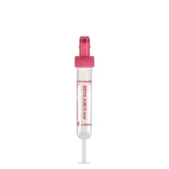 S-Monovette  EDTA K3E, 3,4 ml, Membranschraubkappe, Verschluss rot, Farbcode EU, (LxØ) ohne Verschluss: 65 x 13 mm, mit Kunststoffetikett